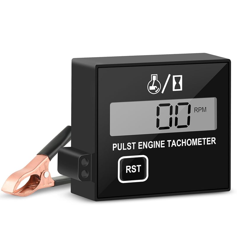 HTPREC Digital Engine Tachometer for Small Engine Pulse Tach Gauge Waterproof Inductive Tachometer RPM Tester for Gesture Lawn Mower RV ATV Dirt Bike Motocross Boat Tractor (10-15000RPM) - Image 1
